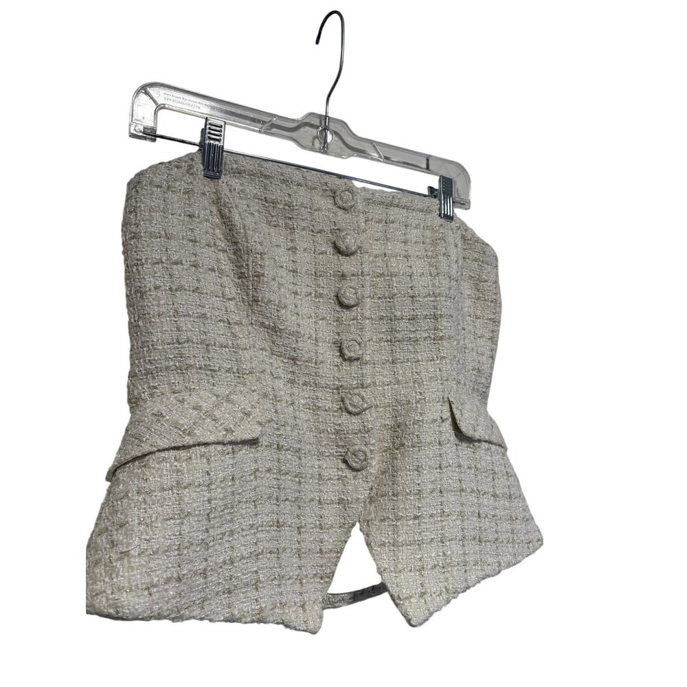 White House Black Market English Cream Tweed Bustier 6 - Picture 3 of 9